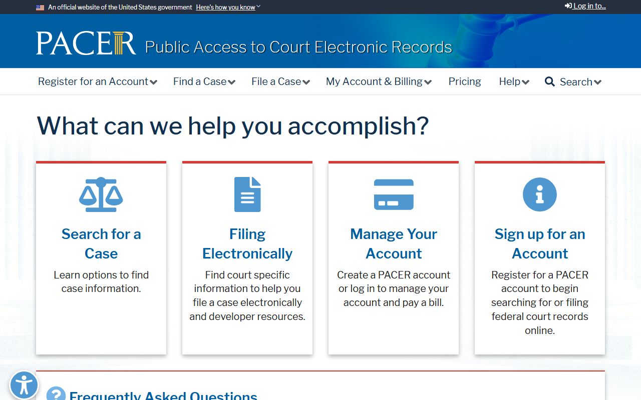 Garrett County court dockets PACER federal case access source