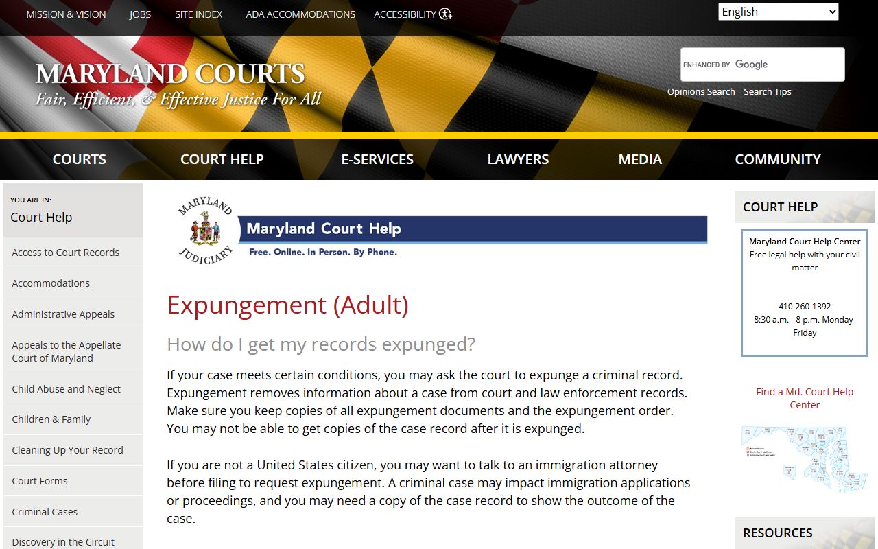 Garrett County criminal court records Maryland expungement help source