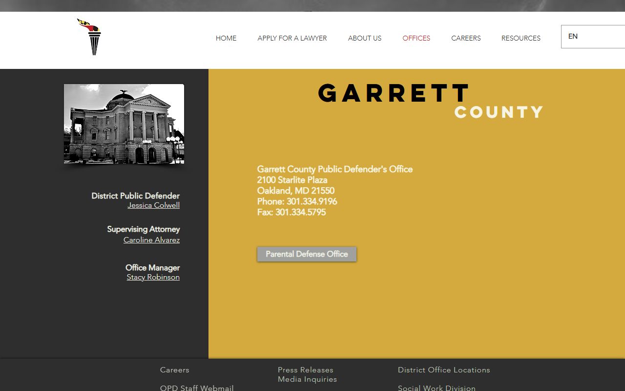 Garrett County criminal court records Public Defender office source