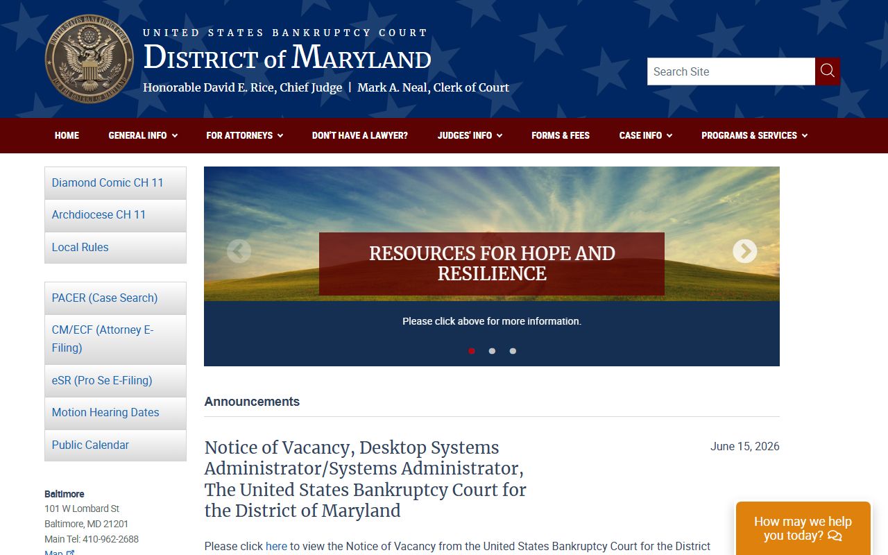 Garrett County court records federal bankruptcy court page