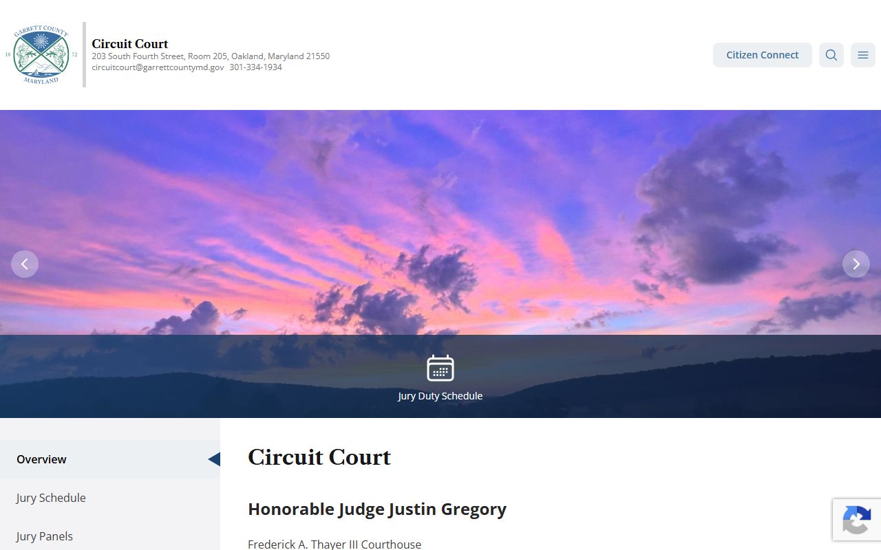 Garrett County court records Circuit Court staff page